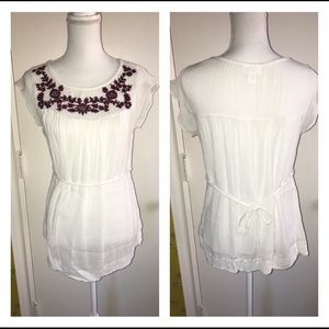 Maternity *  Semi Sheer * Embroidered * Cap Sleeve